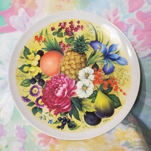 Adorable Vintage Fruit and Floral Plate